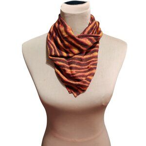 Cotton Scarf Tiger Stripe Orange Brown Abstract Animal Print Square Maximalist